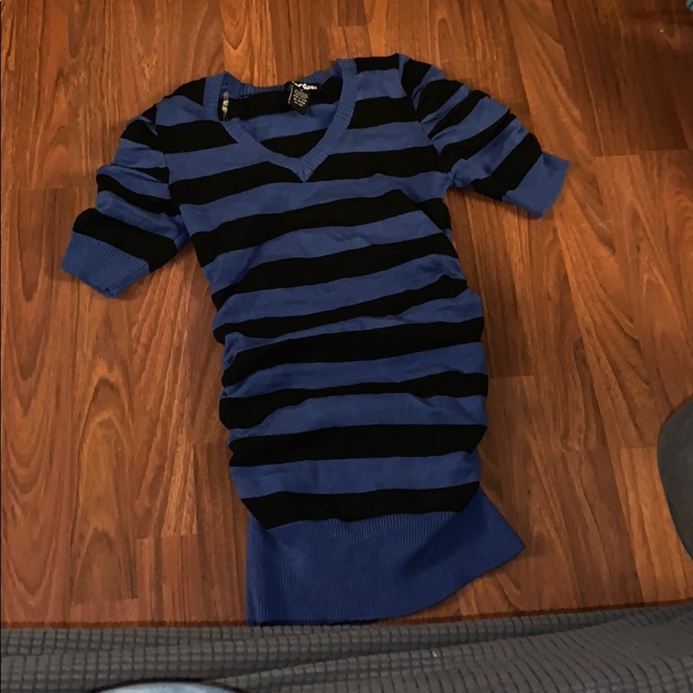 Black and blue stripe sweater dress